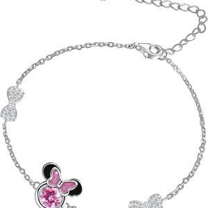 Mouse Bracelet Sterling Silver Adjustable Bow Jewelry Gift for Teens Women